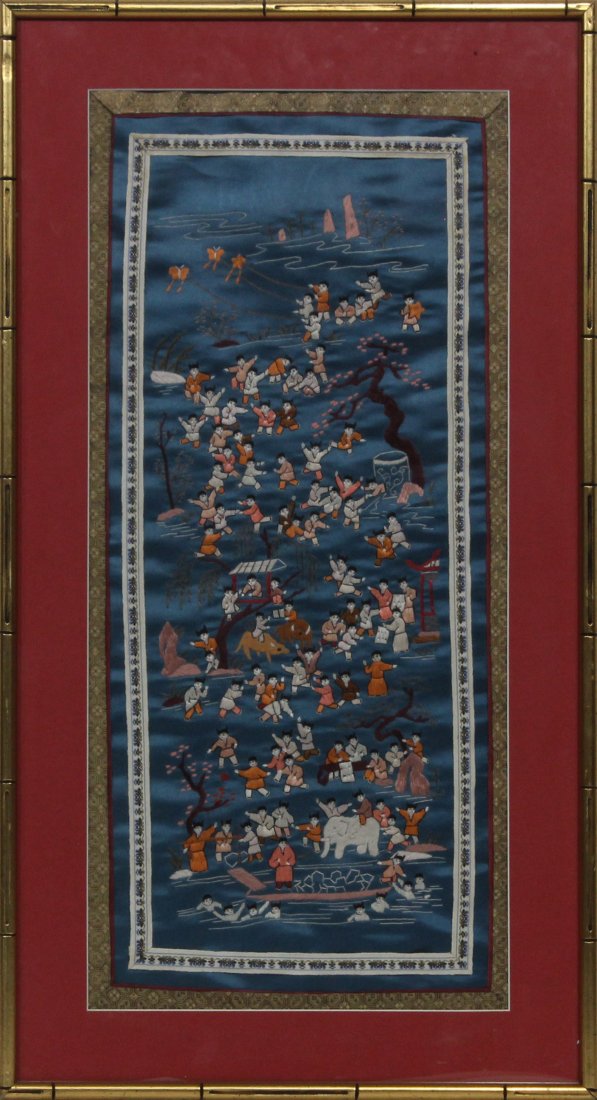 Oriental Embroidery Tapestry Scarf Framed (1 of 4)