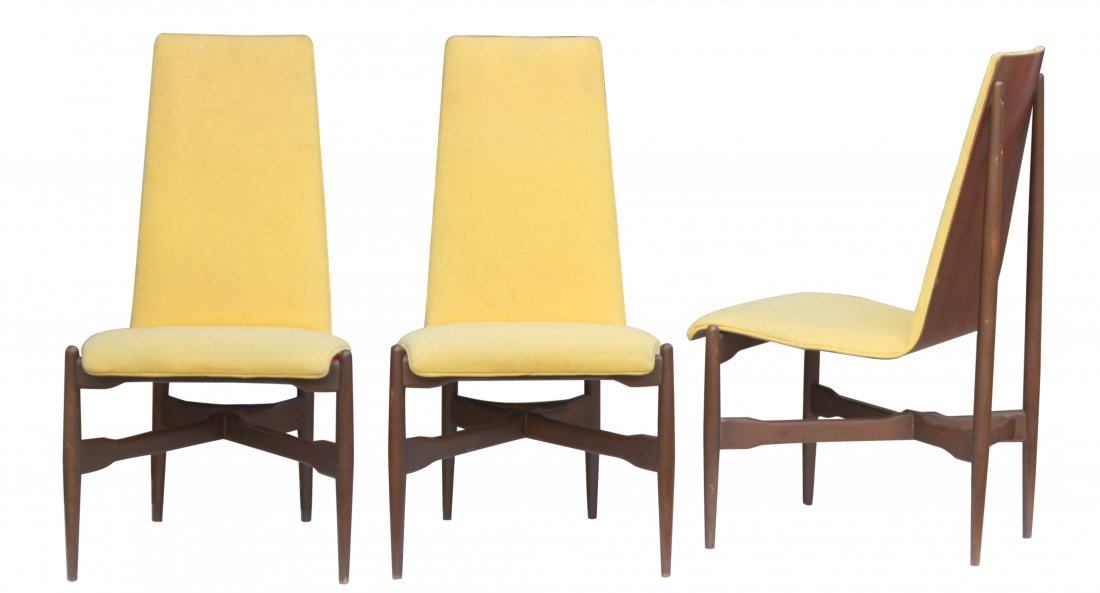 Three (3) Mid-Century Modern yellow Danish chairs (1 of 5)