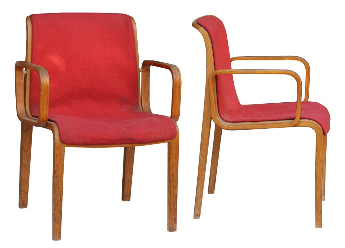 1973 Knoll International Red Bent Wood Chairs (1 of 4)