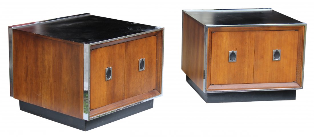 Pair Milo Baughman [attributed] Flat Bar Bed Stands (1 of 5)