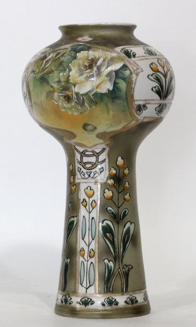 Nippon Hand-Painted Vase with Roses Art Nouveau (1 of 5)