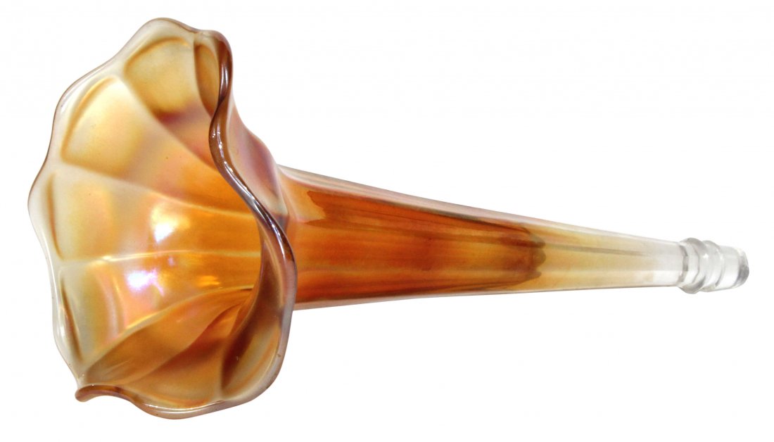 Marigold Carnival Glass Epergne Vase: Marigold Carnival Glass Epergne VaseSize: 11.5 (l) 5 (w)