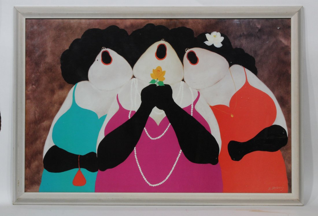BORYS BUZKIJ, Ohio Artist, When The Fat Ladies Sing: BORYS BUZKIJ, Ohio Artist, When The Fat Ladies Sing.Size: 33 x 22 inside frame, 36 x 25.5 frame edge,