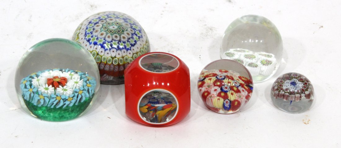 6 Quality Art Glass Paperweights Milifiore, Murano (1 of 5)