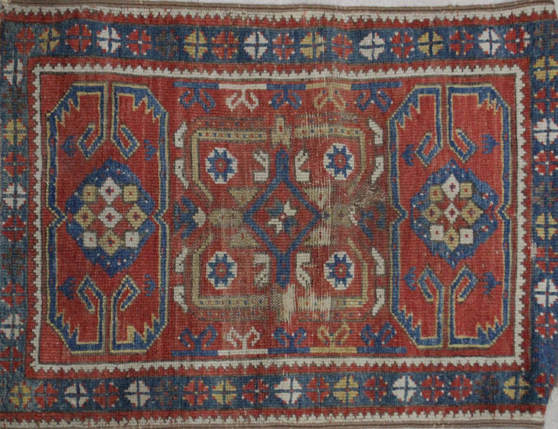 Antique SMALL PERSIAN SCATTER RUG - Geometeric (1 of 2)