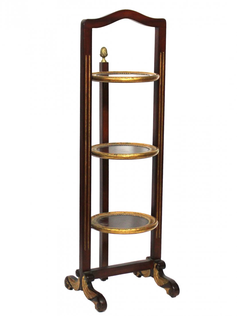 Mahogany Wooden Folding Muffineer Stand Gold Accents (1 of 4)