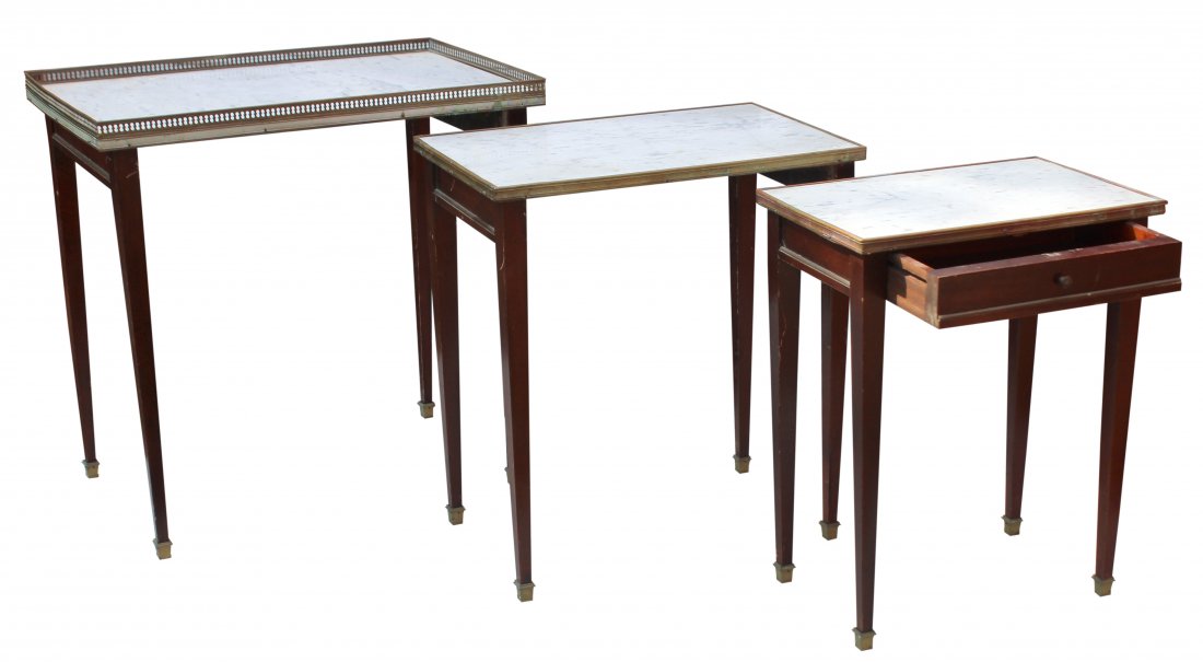 Circa 1930 Formal Regency Nesting Marble top Tables (1 of 3)