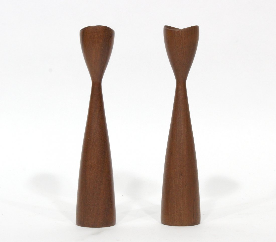 Vintage Danish Modern Teak Candlesticks (1 of 2)