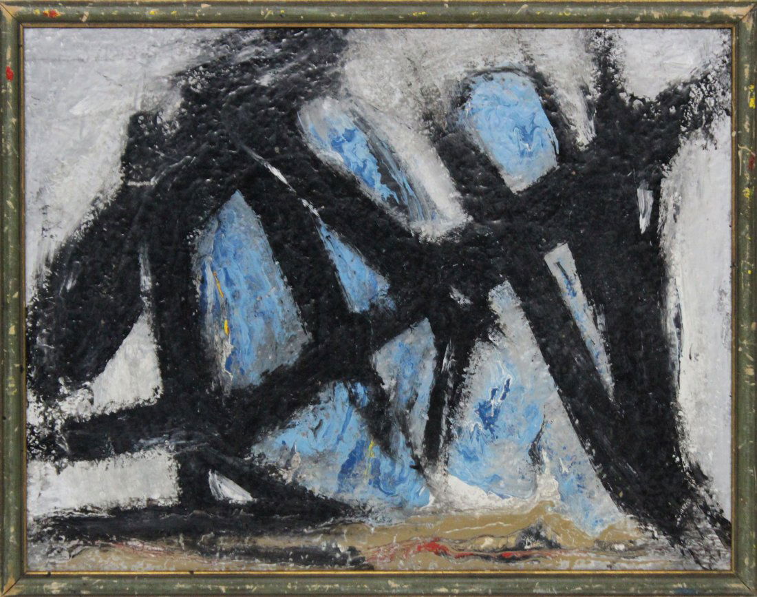 Franz Kline attributed Mid Century Modern Abstract Oil. (1 of 2)