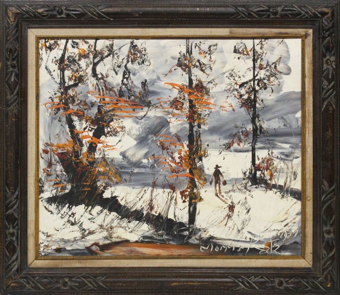 Morris Katz 1977 Oil Painting Snow Scene (1 of 3)