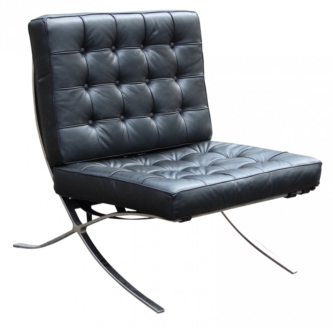 BARCELONA knoll Style Chair Flat Bar Chrome Frame (1 of 3)