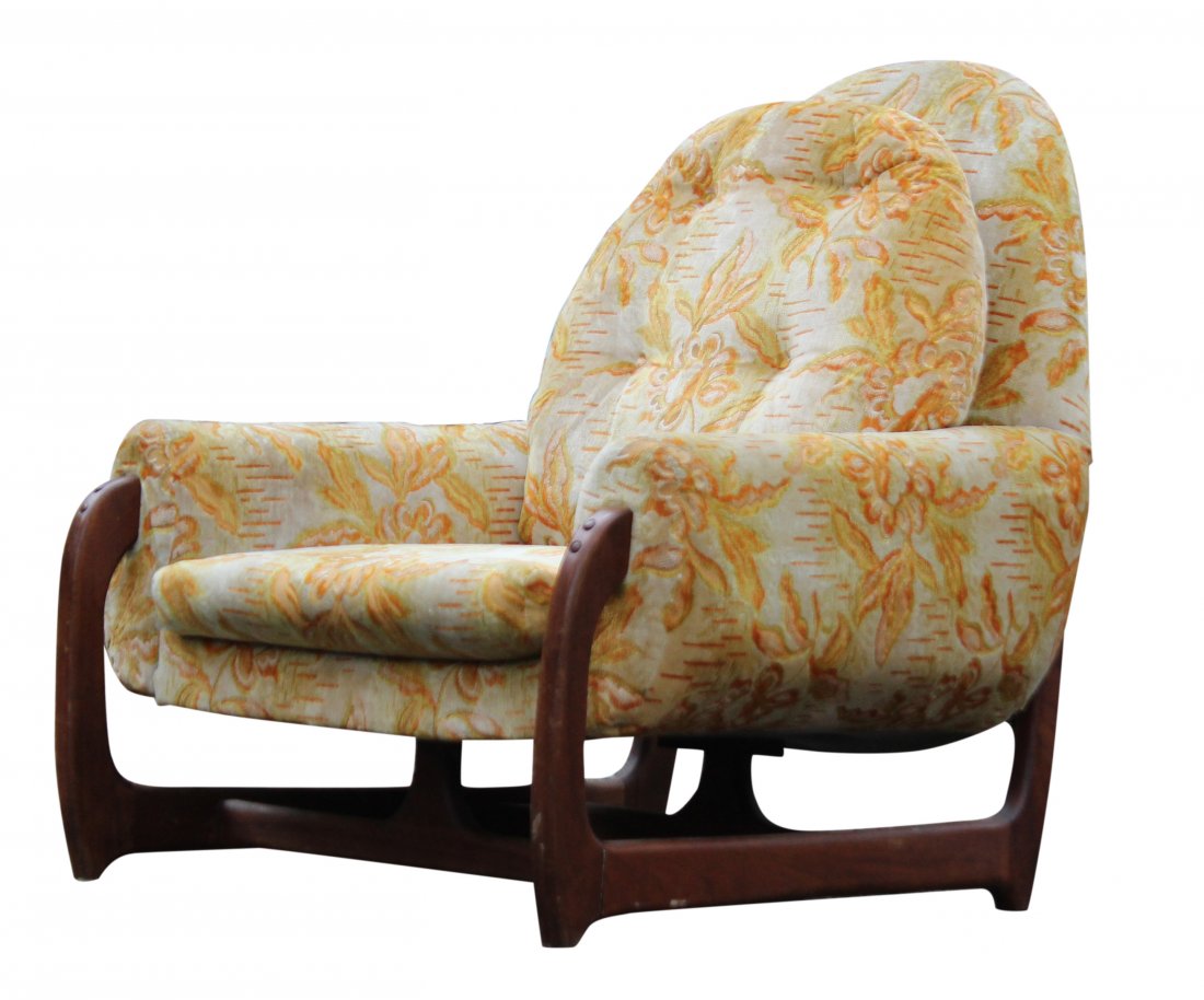 ADRIAN PEARSALL Top Quality LOUNGE CHAIR: Adrian Pearsall Lounge Chair with teak bent wood frame. Clean original upholstery.Size: 38 in. h 35 in. w.