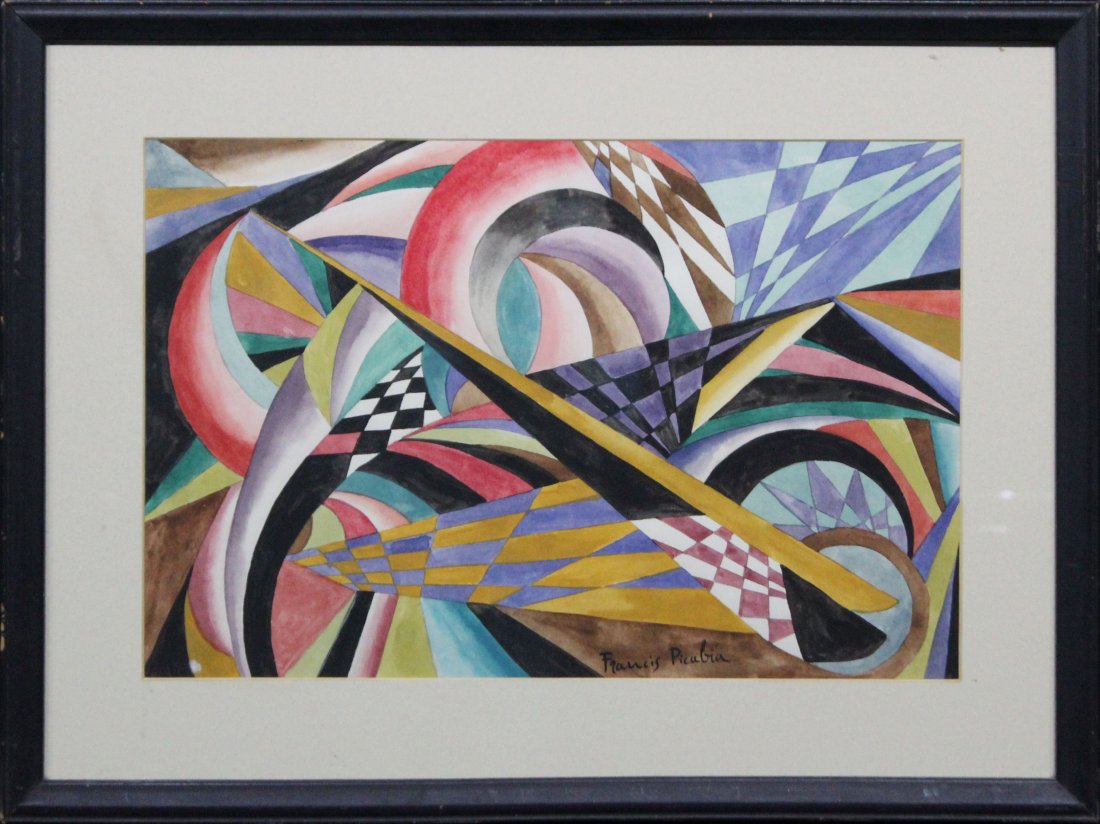 FRANCES PICABIA 1879-1953, watercolor ABSTRACT COLORFUL (1 of 3)