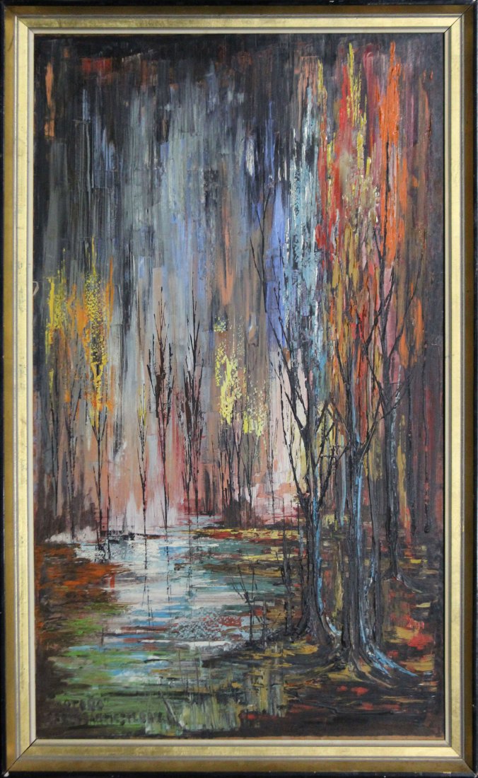 CARLOS ANTIESTLBAN ? Oil/b Mid Century Landscape Stream (1 of 3)