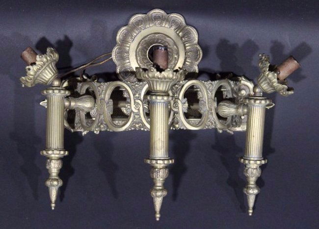 Cast Brass FRENCH 3 LIGHT ELECTRIC WALL SCONCE (1 of 4)