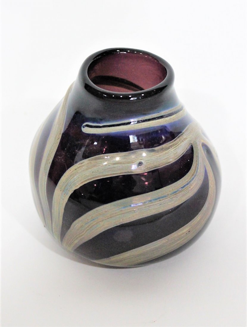 C K LeFIELL, 1970's Studio Art Glass Vase Signed (1 of 6)