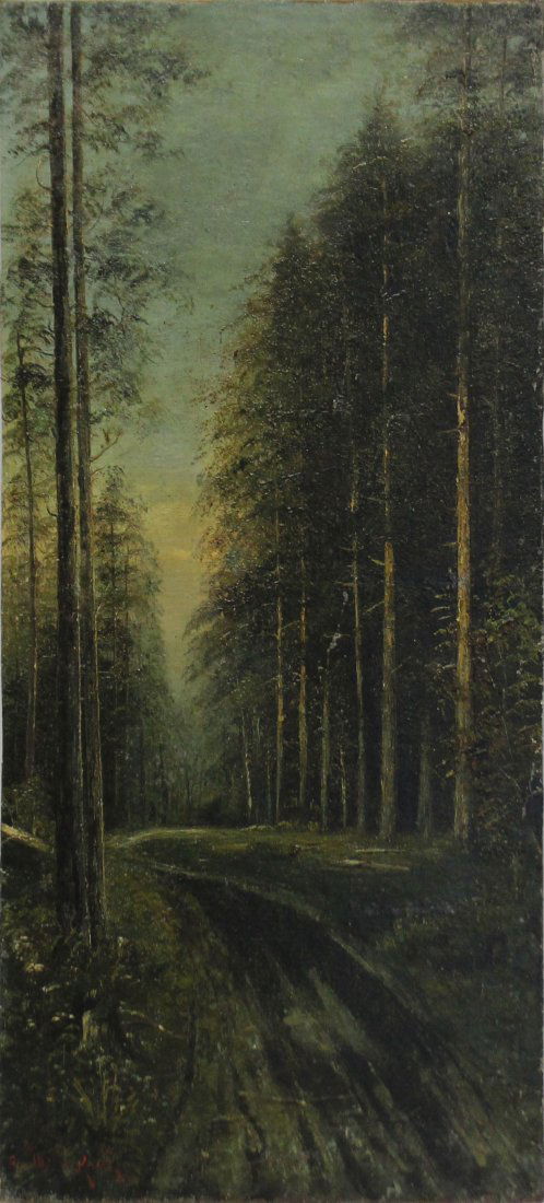 ADIRONDACKS Antique Oil Painting Signed Illegible (1 of 3)