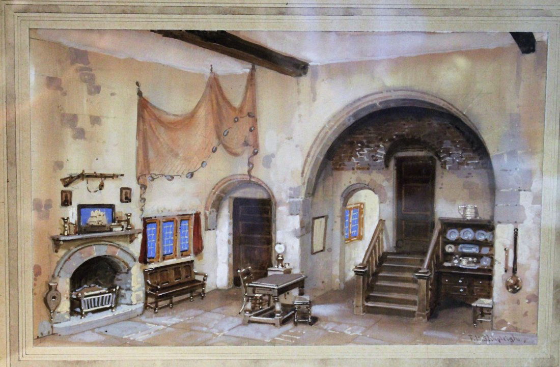 FRANK HENRY SHAPLEIGH 1842-1906 , w/c Colonial Interior (1 of 7)