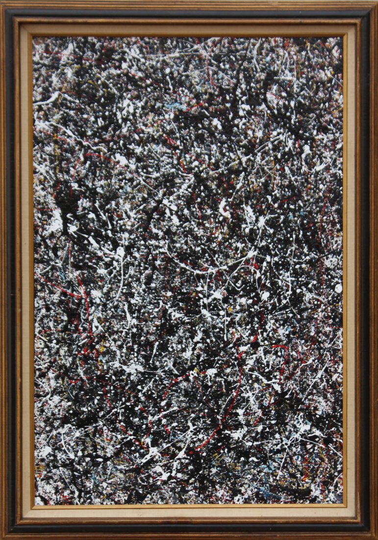 JACKSON POLLOCK STYLE Mid-Century Mod Drip Art Painting (1 of 3)