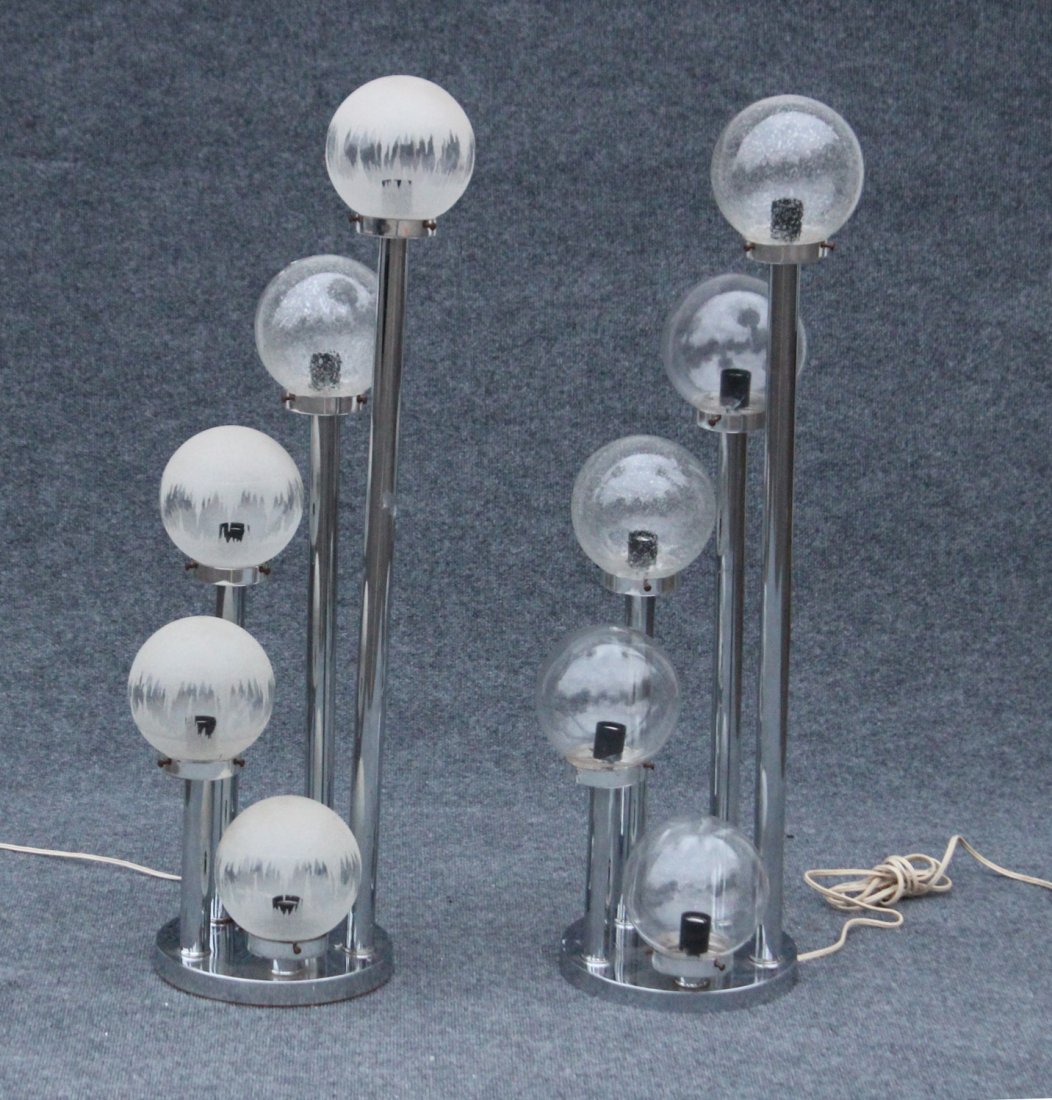 Pair ATOMIC SPACE AGE 5-LIGHT BALL SHADE LAMPS (1 of 4)