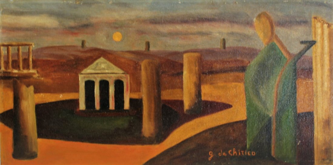 Giorgio De Chirico 1951, Oil/b, Surrealist Landscape (1 of 7)