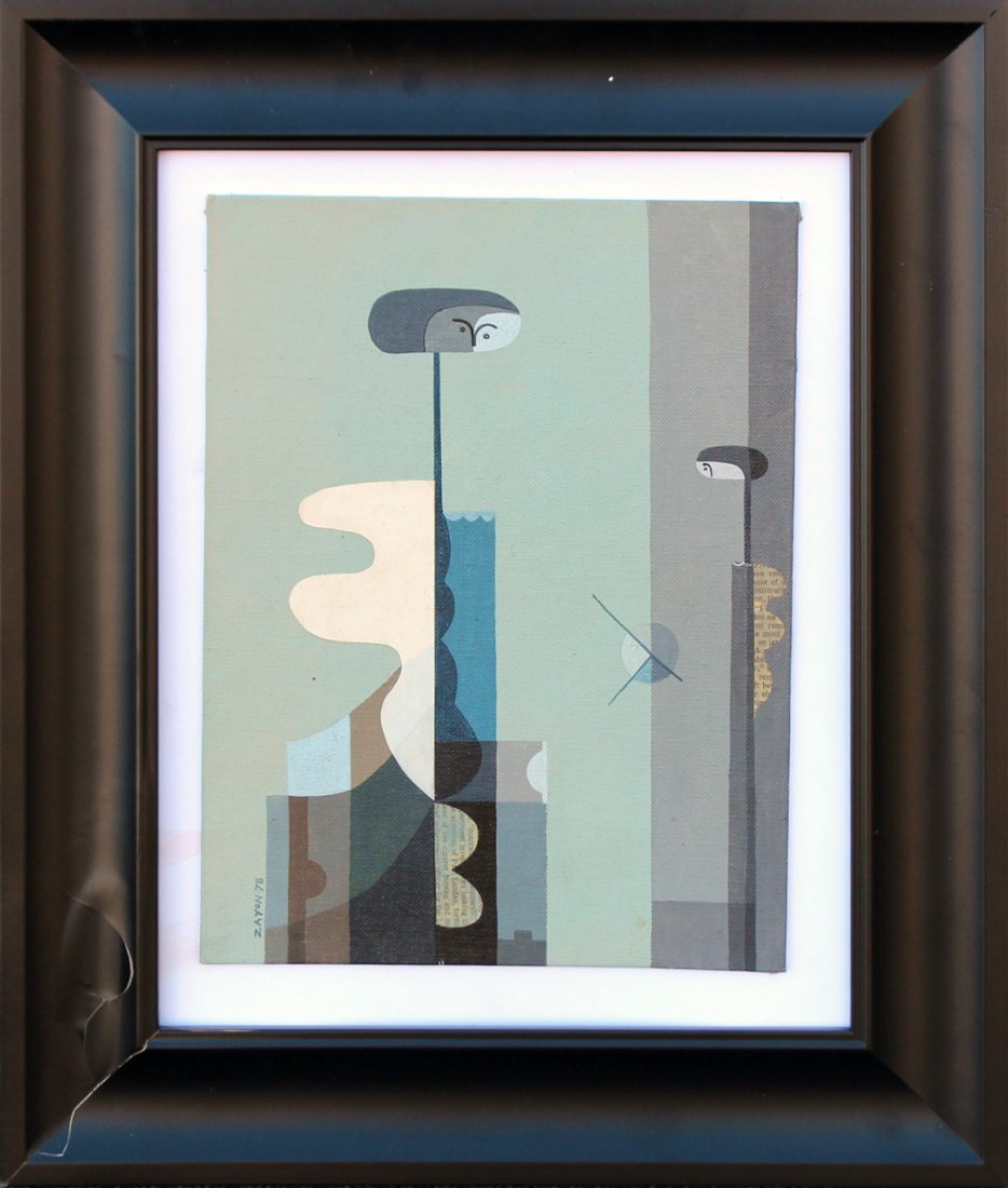 Seymour Zayon Mid-Century Modern Abstract figure oil (1 of 3)