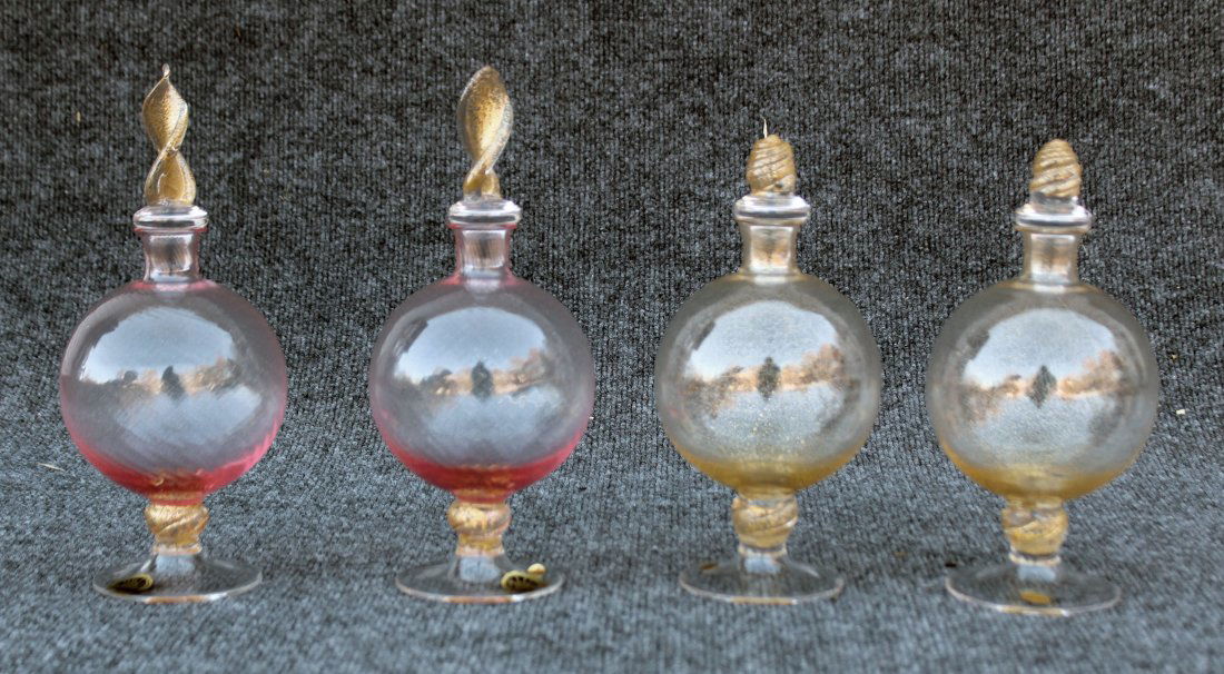 Four (4) Vintage Italian Murano Decanters pink and gold (1 of 3)