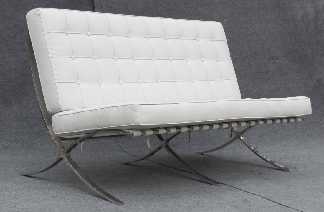 LUDWIG MIES VAN DER ROHE BARCELONA WHITE SETTEE (1 of 5)