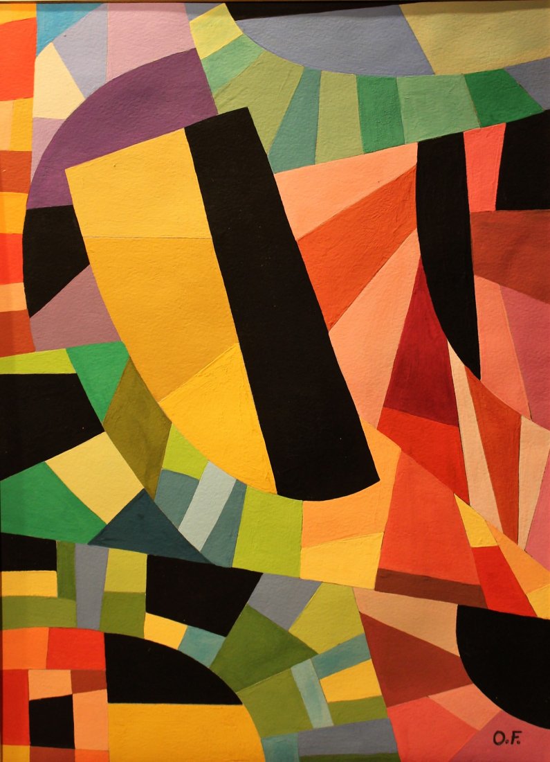 OTTO FREUNDLICH 1878-1943, COLORFUL ABSTRACT GOUACHE: OTTO FREUNDLICH 1878-1943, COLORFUL ABSTRACT GOUACHE.Signed "O.F." lower right corner.Image Size: 15.5 in. x 11.25 in.BIOGRAPHY OF THE ARTIST:Otto Freundlich (10 July 1878 – 9 March 1943) was a Germ