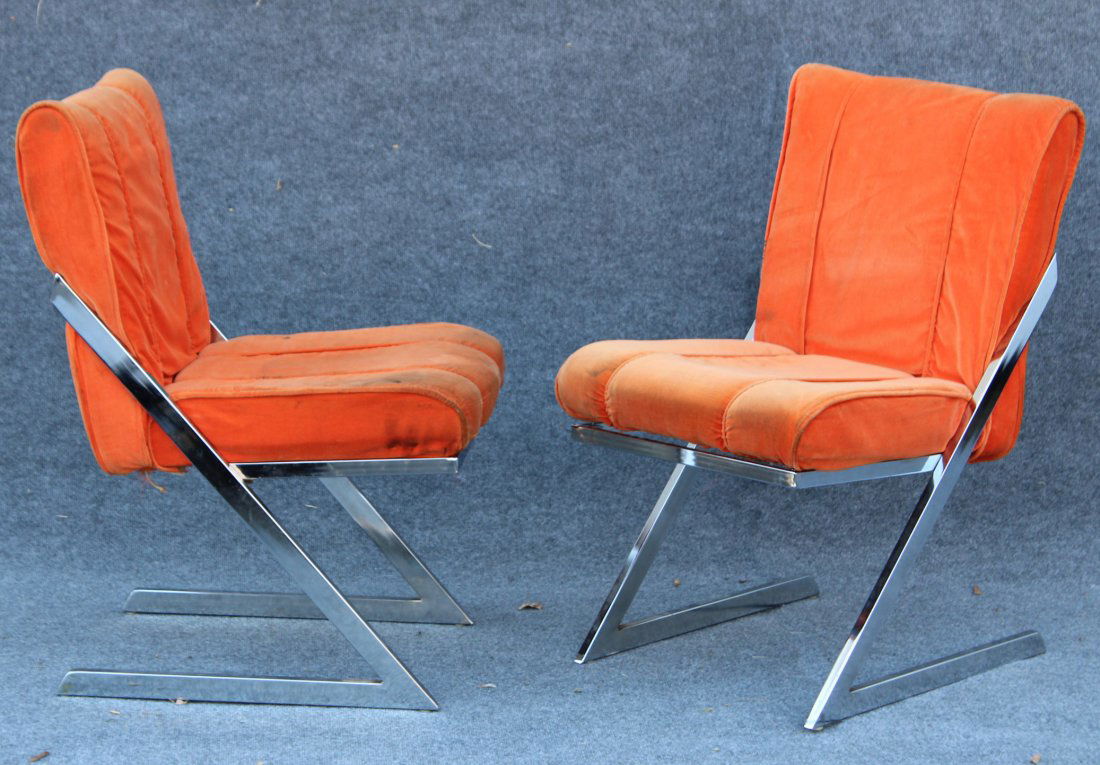 Chrome Bar Zig Zag chairs  Orange (1 of 4)