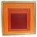 Signed "A" 1966 , Mid Century Modern Oil ORANGE SQUARES - 2