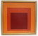 Signed "A" 1966 , Mid Century Modern Oil ORANGE SQUARES - 3
