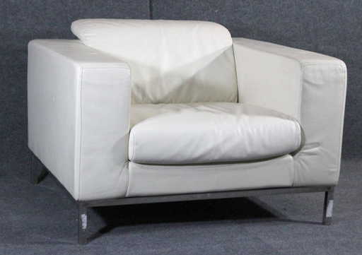 Decoro White Leather Oversize Retro Occasional Chair