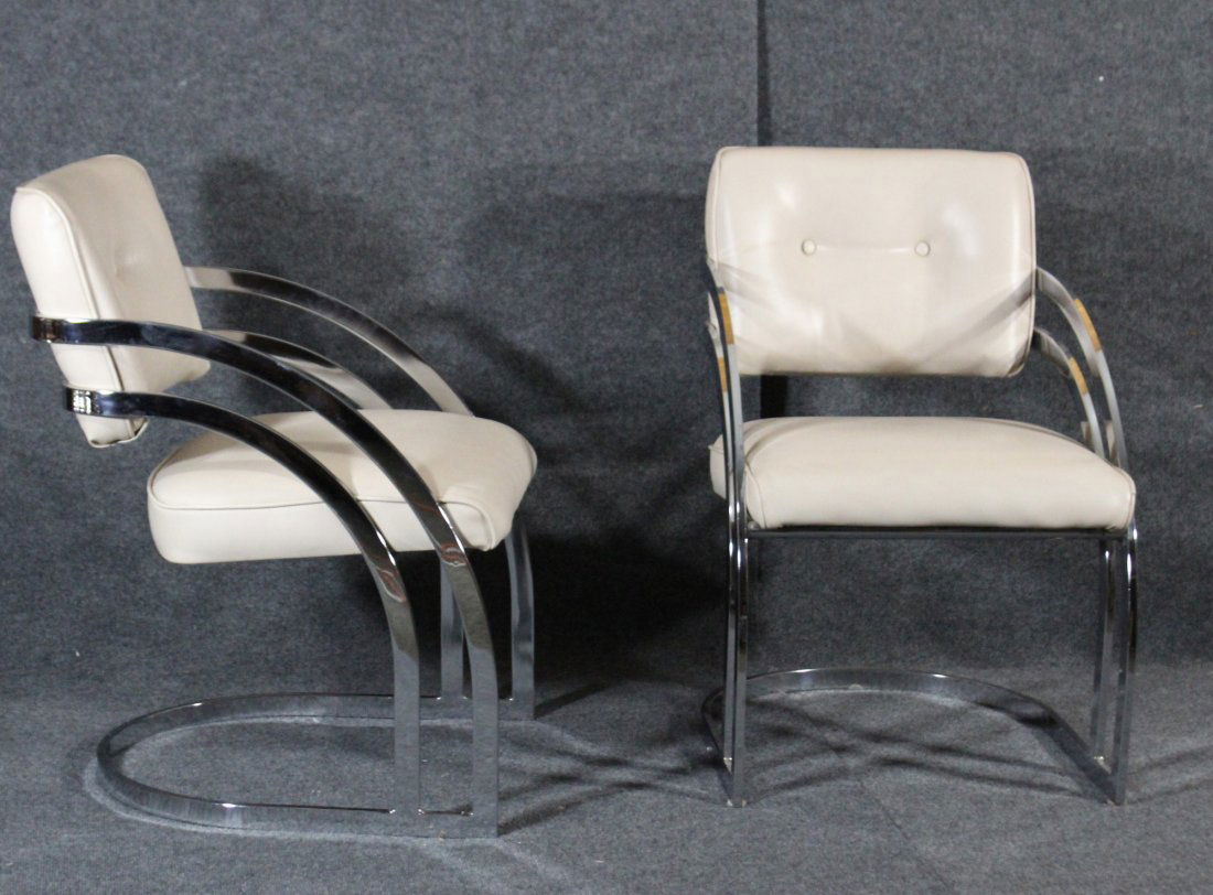 Pair MILO BAUGHMAN Flat Bar Chrome STYLISH CHAIRS (1 of 4)