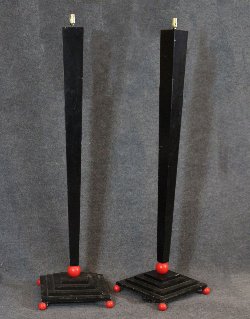 Pair Circa 1930's ART DECO WOODEN TORCHIERE LAMP BASES (1 of 4)