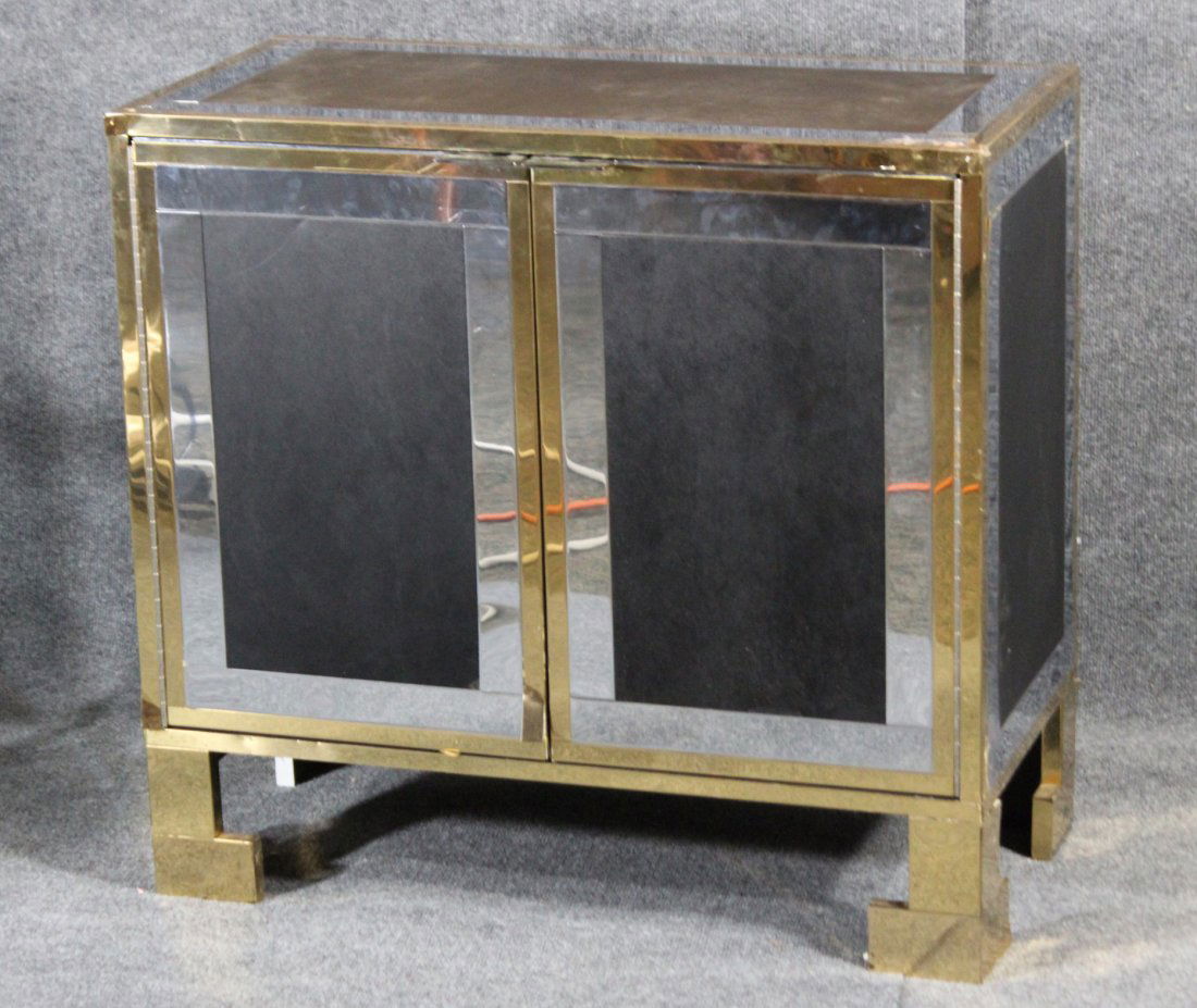 RETRO MODERN CHROME & BRASS 2-DOOR SERVER CABINET (1 of 3)