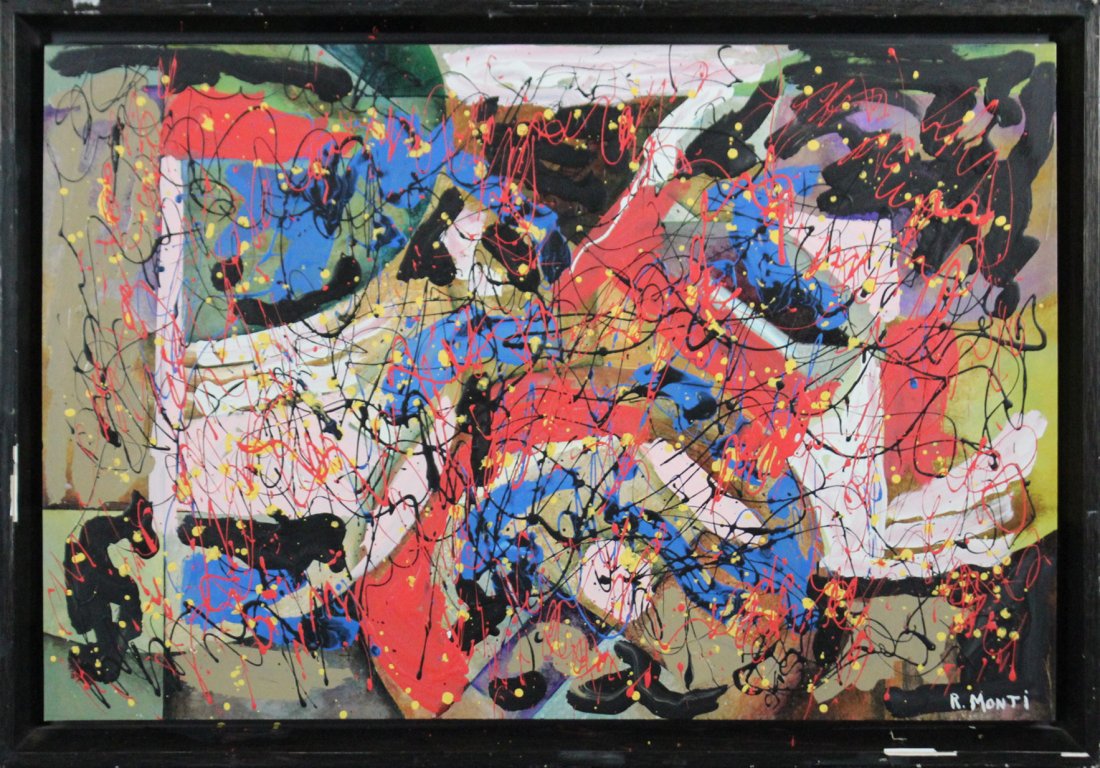 R Monti Mid-century Modern action painting (1 of 3)