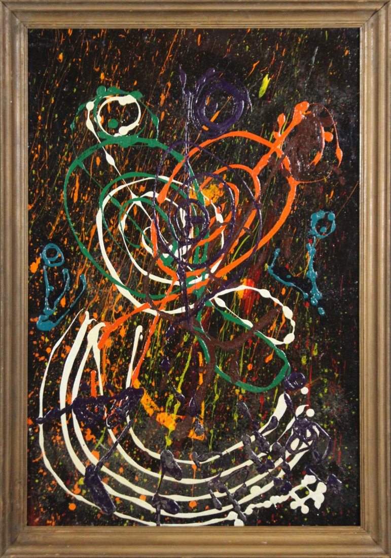 Mid-Century Modern Abstract Oil on Canvas (1 of 3)