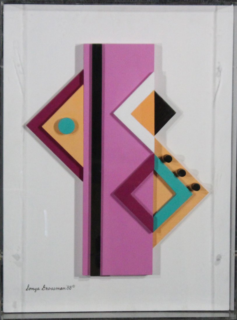 SONYA GROSSMAN Modern ABSTRACT ASSEMBLAGE ART signed (1 of 6)