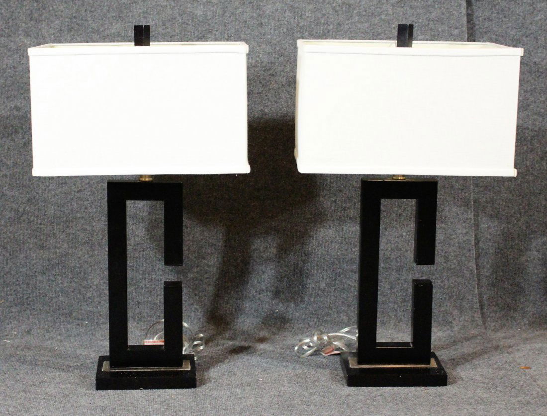 Pair MODERN RETRO DESIGNER TABLE LAMPS BLACK (1 of 4)