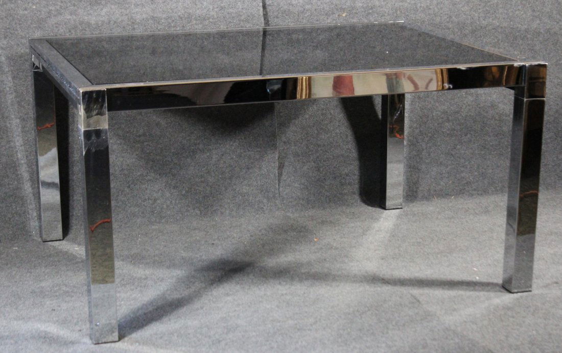 MILO BAUGHMAN Flat Bar Chrome Smoke Glass DINING TABLE (1 of 6)