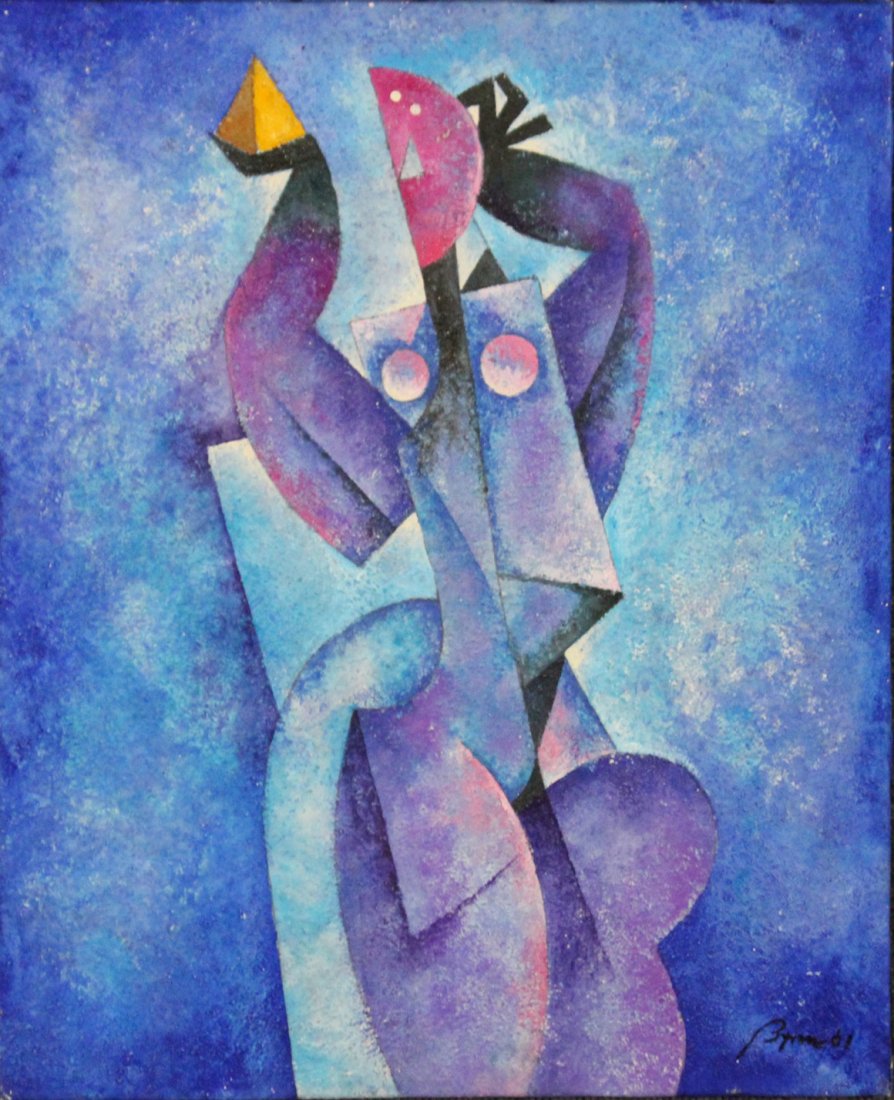 BYRNE 1961, MID CENTURY MODERN ABSTRACT FIGURE Oil/c (1 of 4)