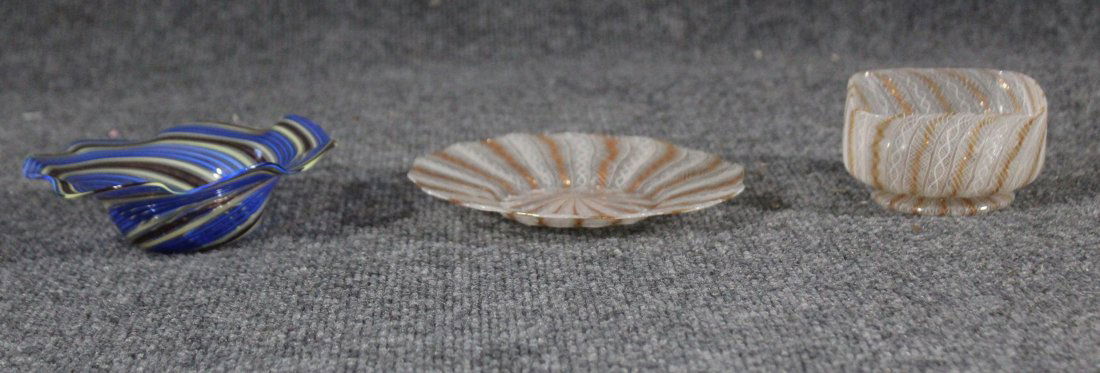 3 PIECES ITALIAN VENINI GLASS: 2 BOWLS, UNDERPLATE (1 of 3)