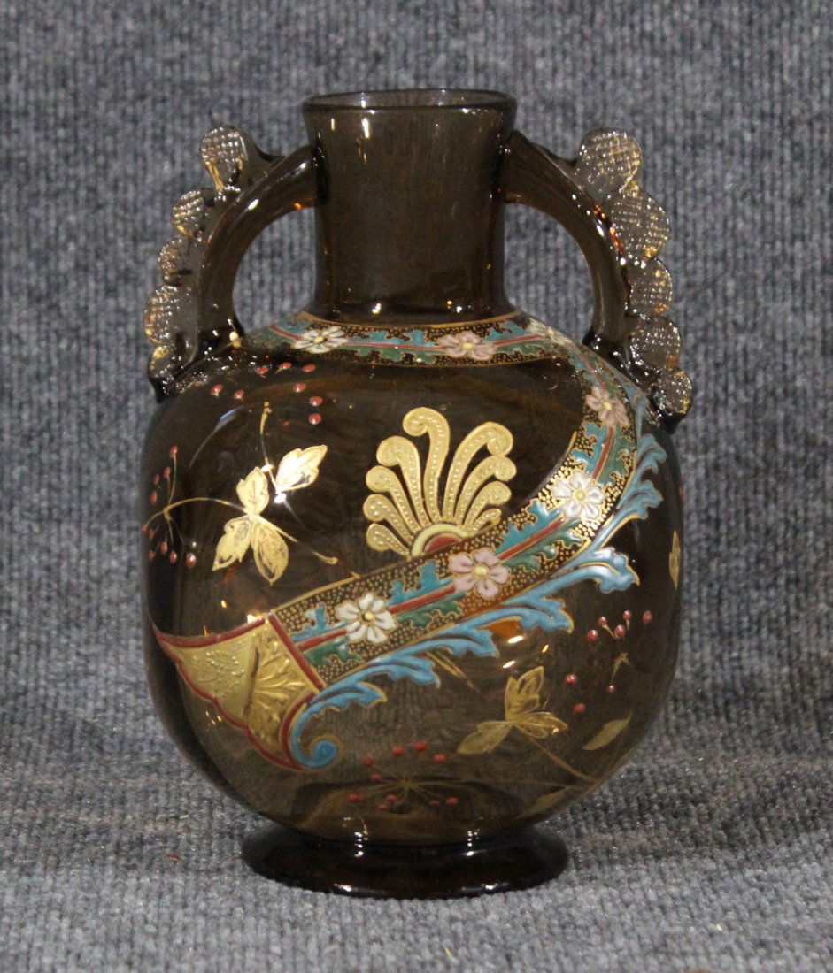 MOSER Double Handled Enamel Decorated Vase / Lamp Base (1 of 4)