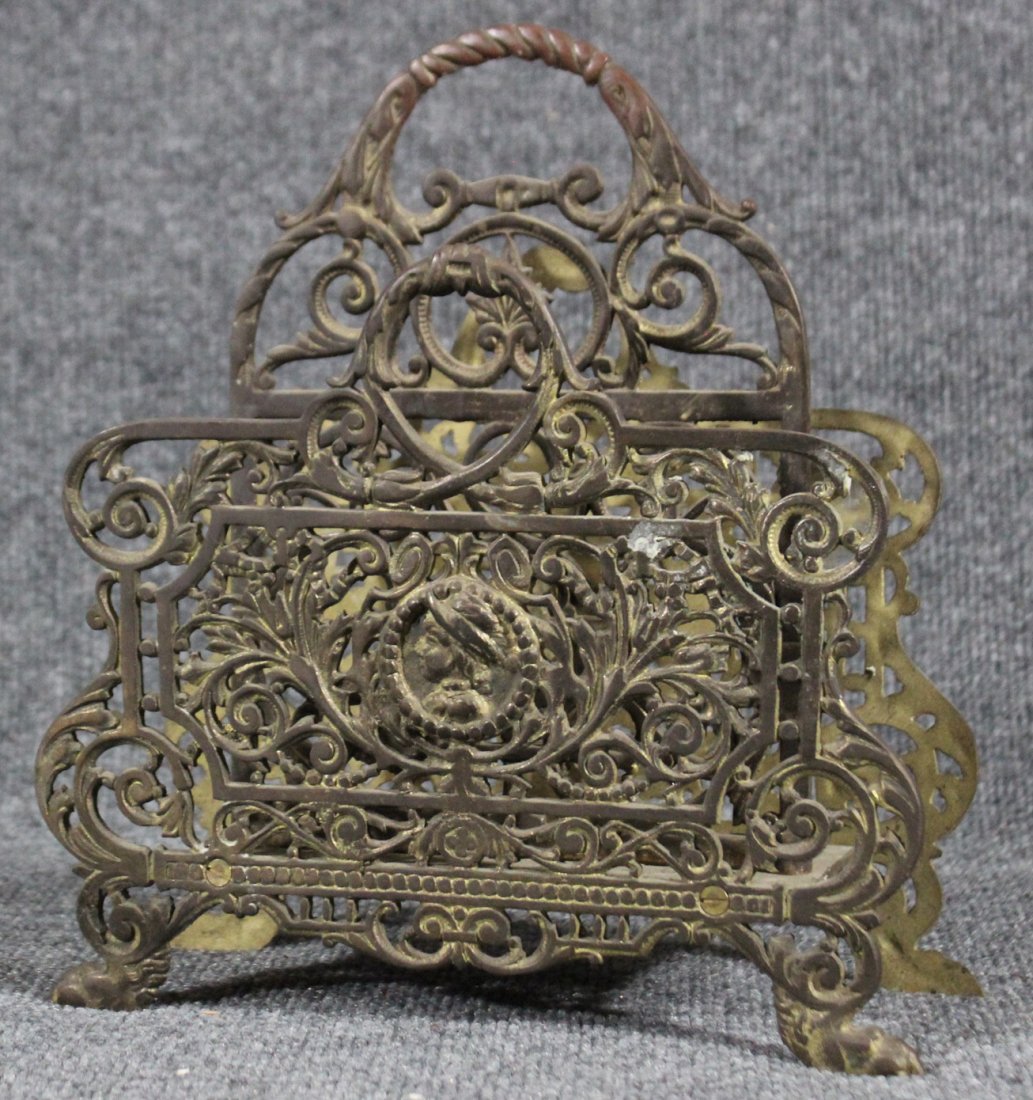 Ornate Brass Victorian Letter Holder Woman Portrait (1 of 4)