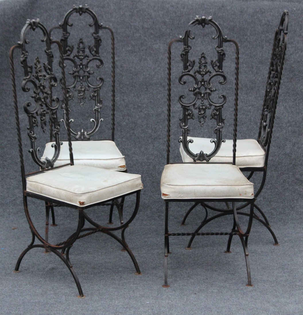 4 Cast Iron Italian Renaissance Tall Back Chairs: 4 Cast Iron Italian Renaissance Tall Back Chairs.Size: 46 h , 15 w