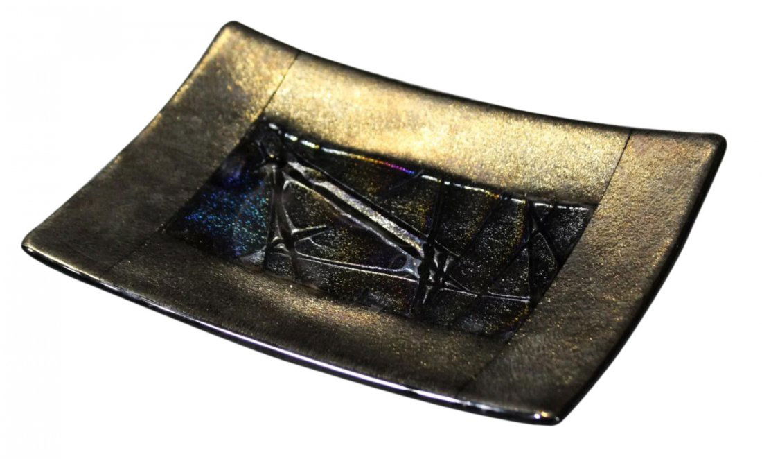 Mc VAY Mid Century Modern Iridescent Art Pottery Dish (1 of 4)