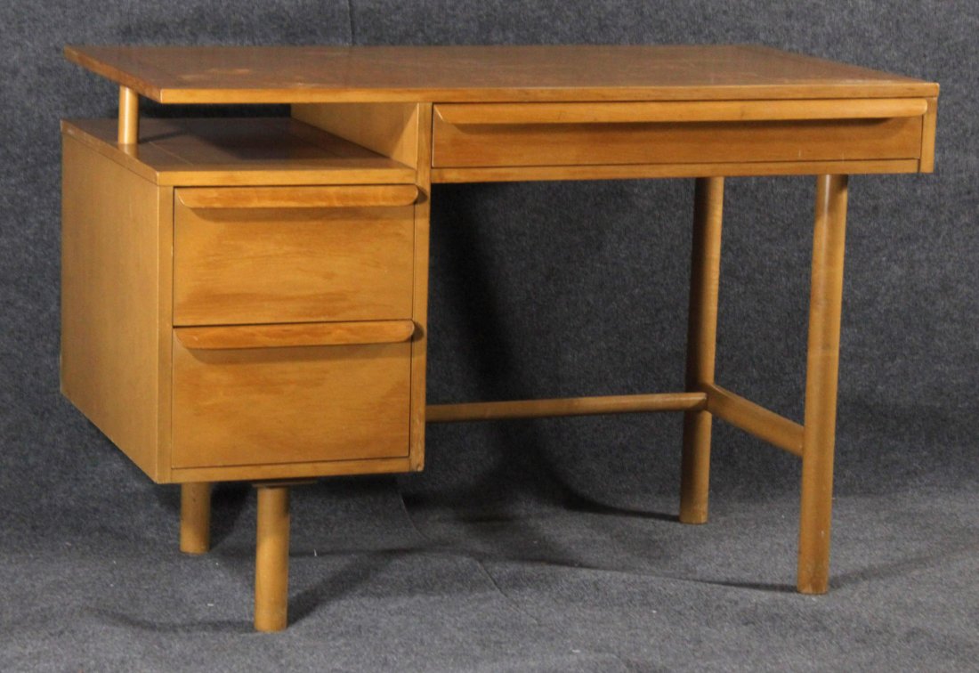 SLIGH MID CENTURY MODERN BLOND WOOD DESK (1 of 5)