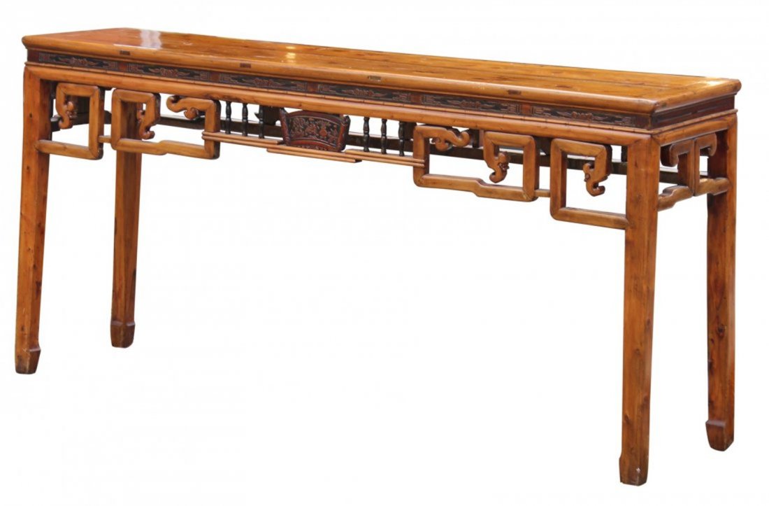 ANTIQUE CHINESE ALTAR TABLE, EXOTIC WOOD, CARVED SKIRT (1 of 4)