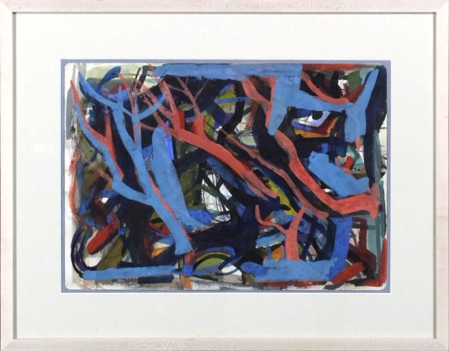 JOSEF PRESSER 1907-1967 Polish-Amer ABSTRACT PAINTING: JOSEF PRESSER 1907-1967 Polish-Amer ABSTRACT PAINTING.gouache and mixed media, signed, very good condition.Size: 19.75 x 13.75 , outside of frame edge: 27.5 x 21.5 ASKart:Biography Josef Presser Josef
